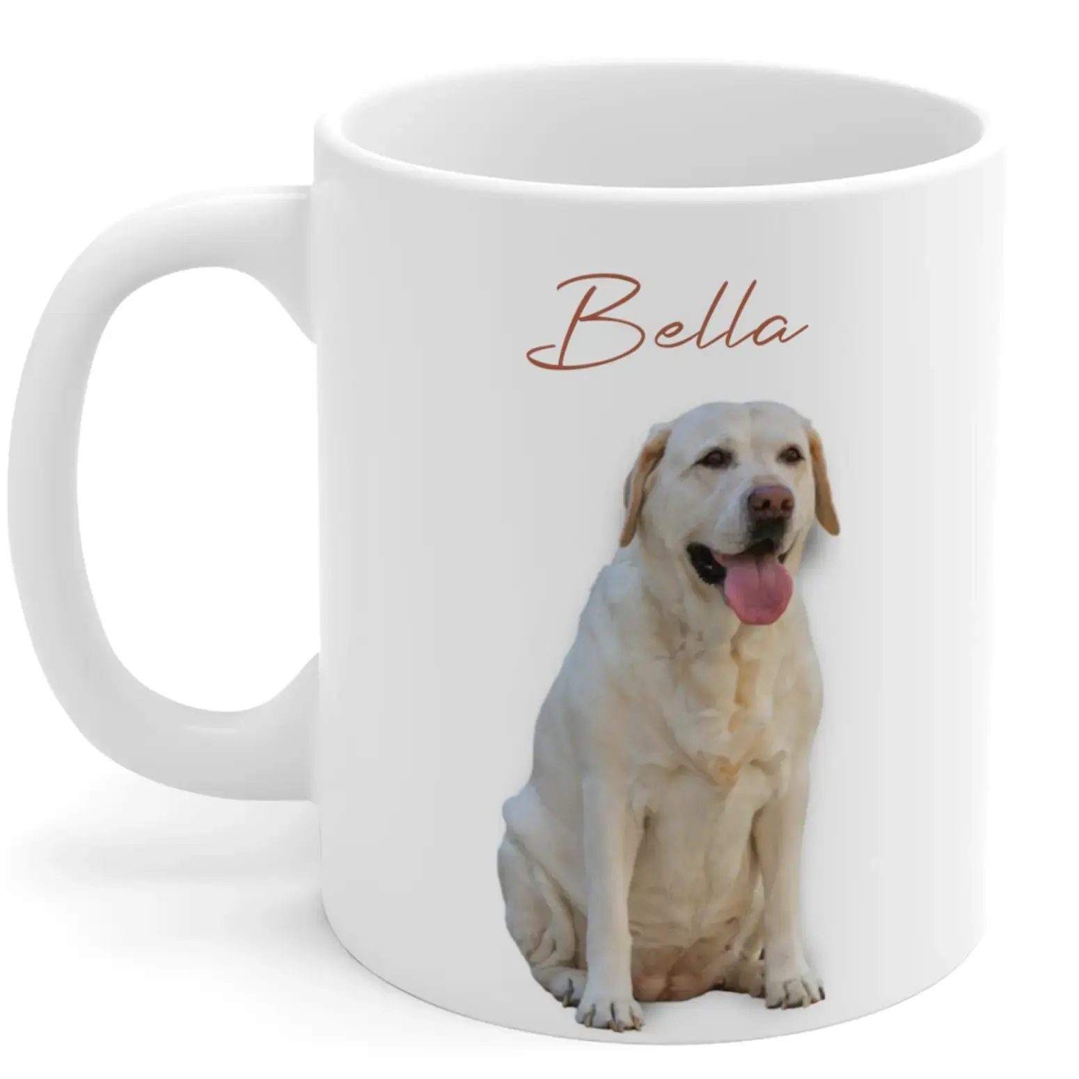 Dog Name Mug — dog's photo and name printed on white ceramic mug