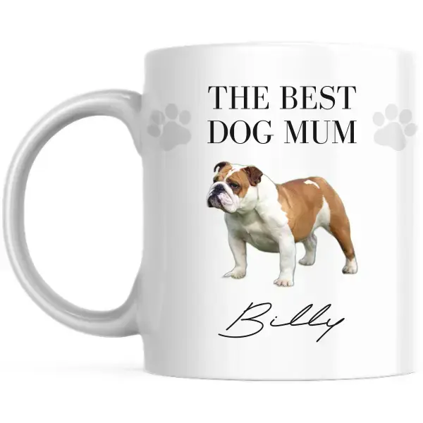 Personalised Dog Mum mug — dog photo with ‘Best Dog Mum’ slogan